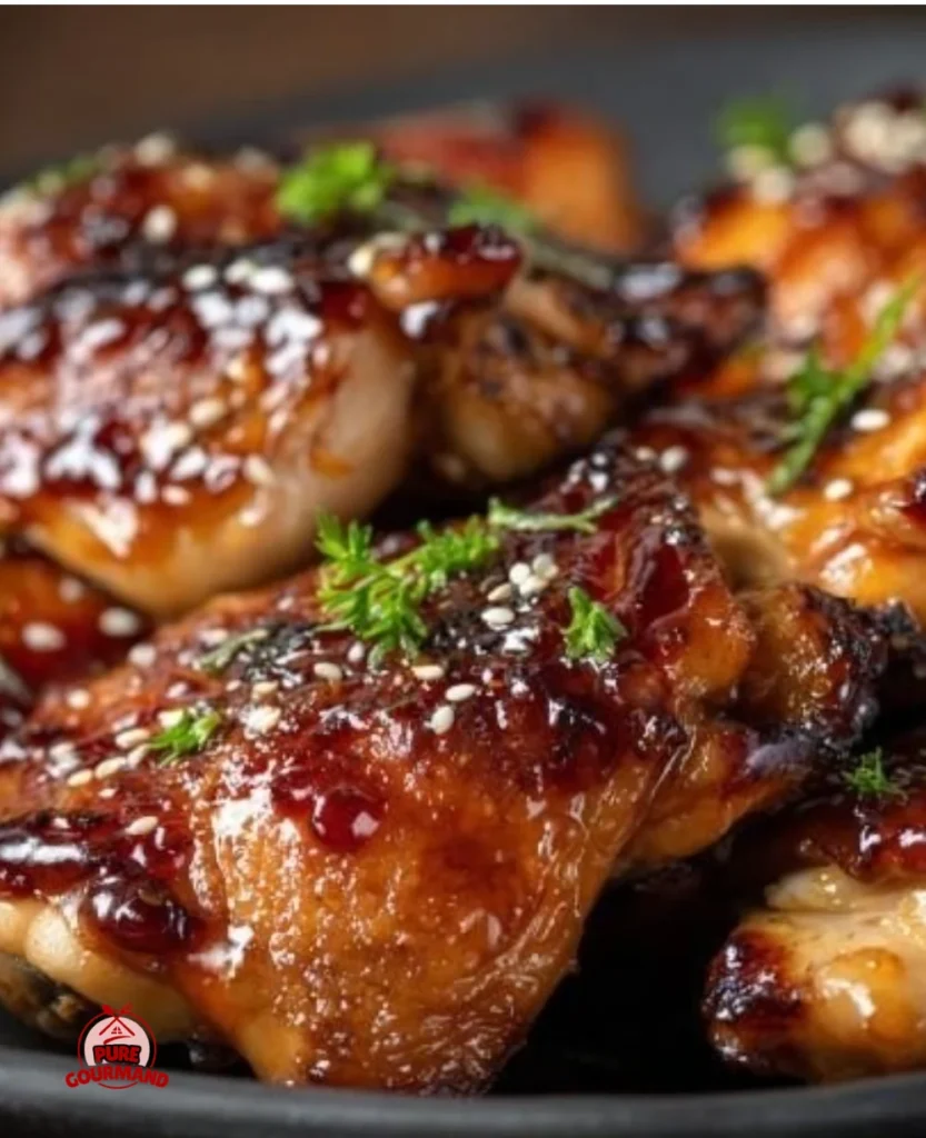 Plate of crispy Sticky Honey Chicken glazed with honey sauce