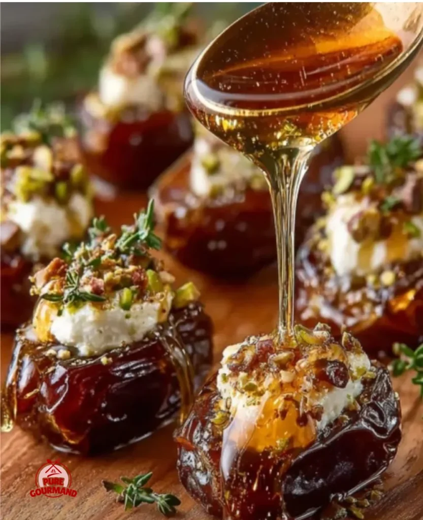 Plate of stuffed dates with goat cheese, perfect for appetizers and snacks.