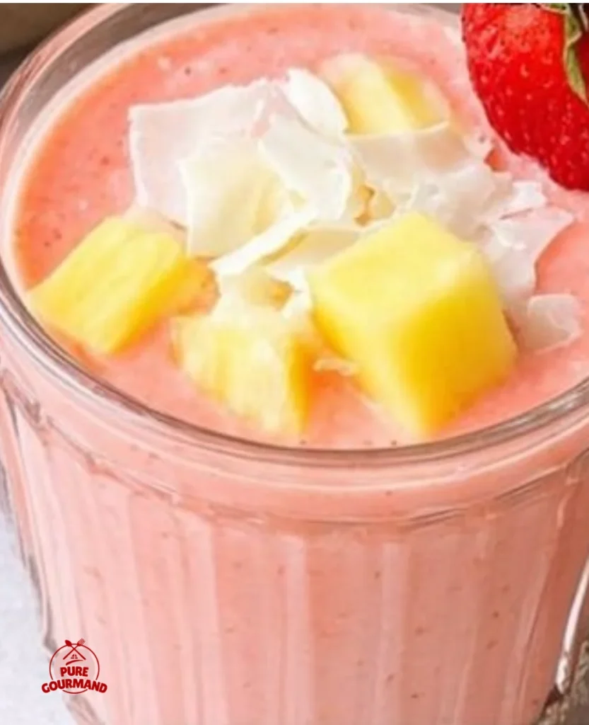 Delicious Bahama Mama tropical smoothie with fresh fruits and vibrant colors