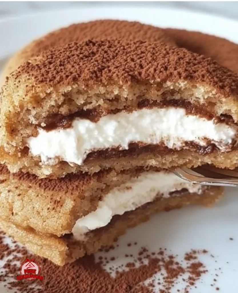 Delicious tiramisu cookies topped with cocoa powder and coffee flavor
