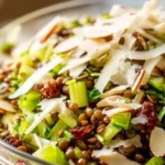 Healthy 30-minute celery lentil salad with fresh vegetables and spices