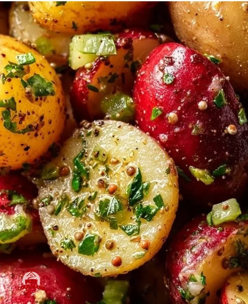 Bright and quick French potato salad with capers in a bowl