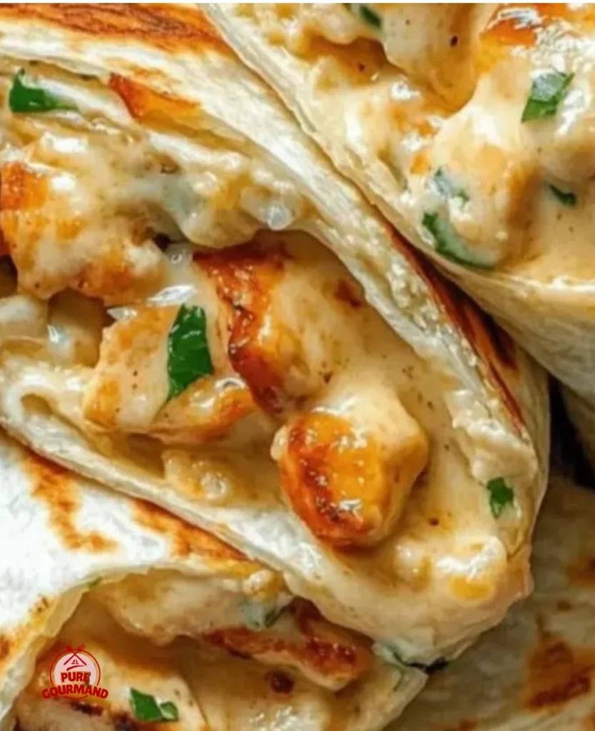 Delicious cheesy garlic chicken wraps ready to be enjoyed