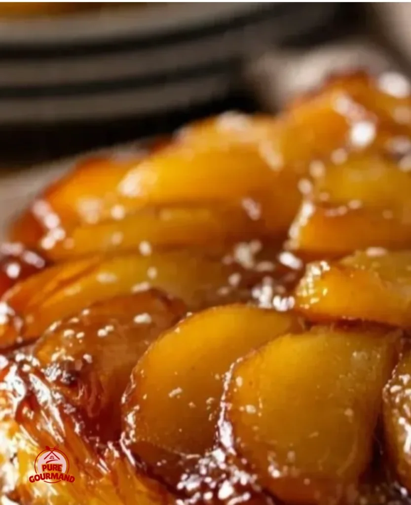 Classic Tarte Tatin with caramelized apples served on a plate