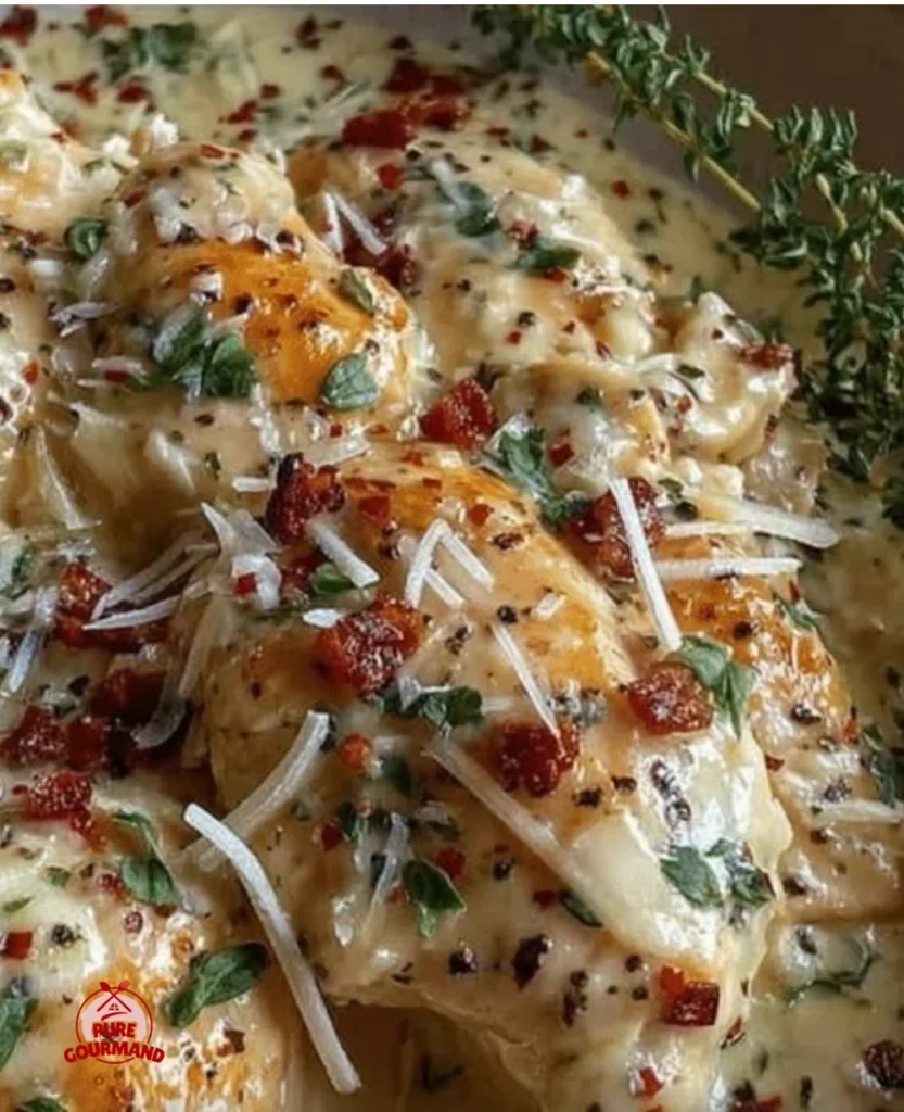 Creamy Crockpot Marry Me Chicken with homemade Parmesan sauce in a bowl