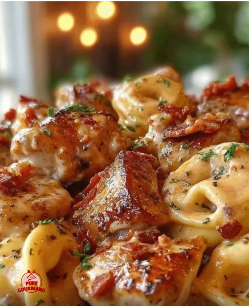 Creamy Crockpot Marry Me Chicken with Tortellini served in a bowl