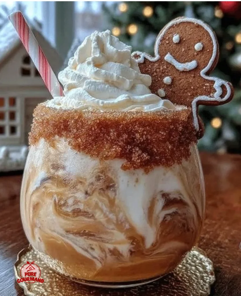 Creamy Gingerbread White Russian cocktail in a festive setting