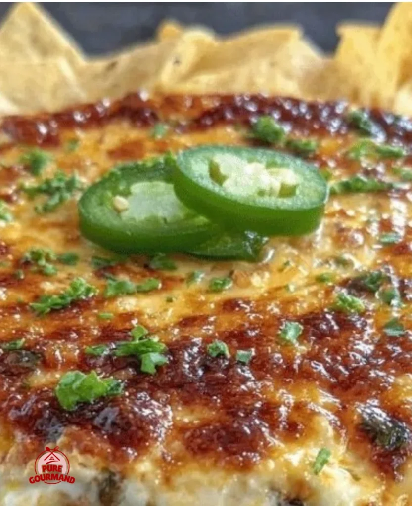 Creamy jalapeño popper dip served in a bowl with tortilla chips on the side
