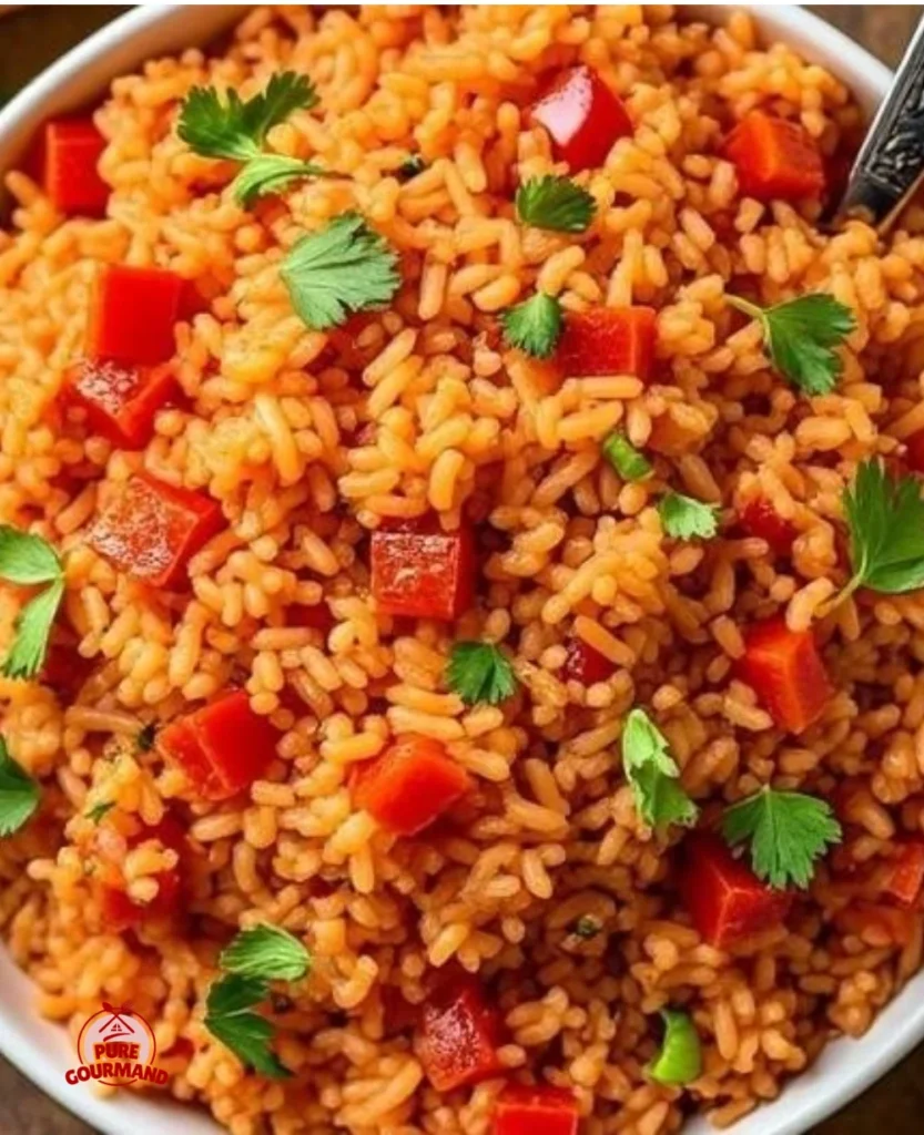 Delicious Rotel Mexican rice served as a weeknight dinner dish.