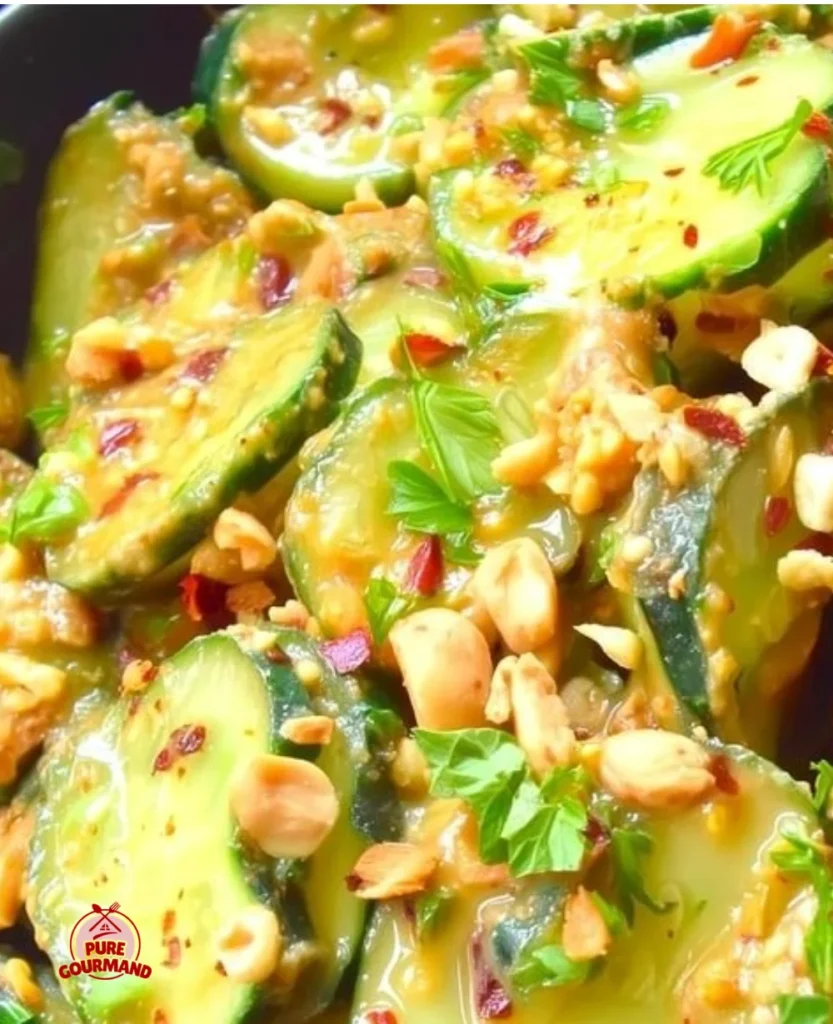 Gluten-Free Spicy Peanut Cucumber Salad with vibrant vegetables and spicy dressing.