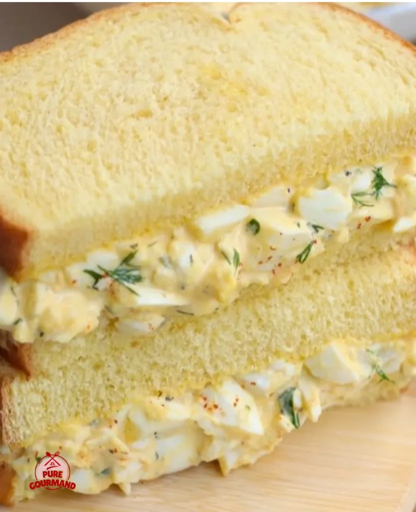 Creamy egg salad sandwiches made using Grandma Barb's cherished recipe.