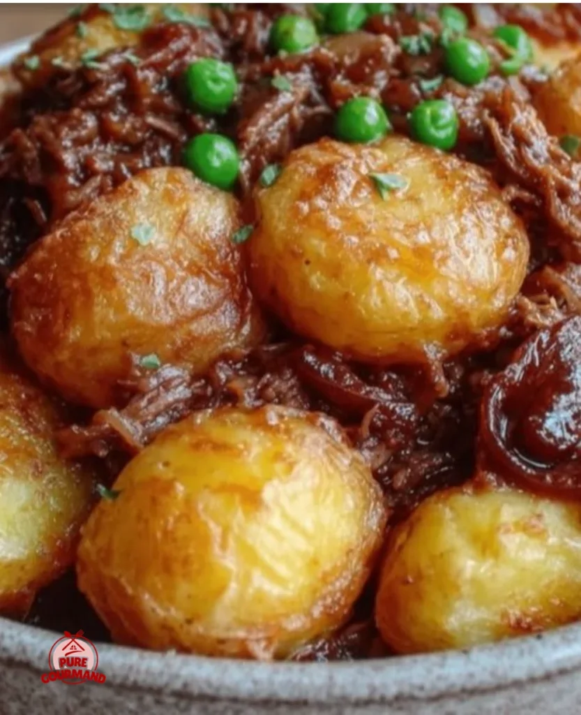 Ground beef and potato comfort skillet in a cast iron pan