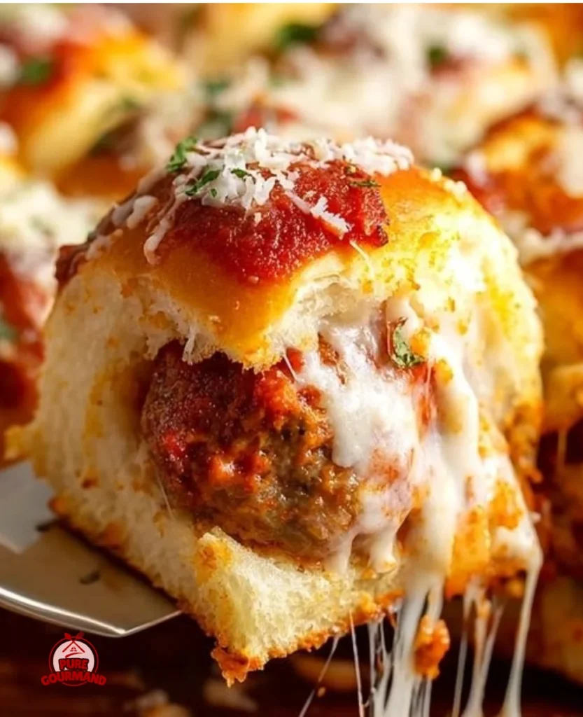 Hawaiian Roll Meatball Sliders served on a white plate with toppings.