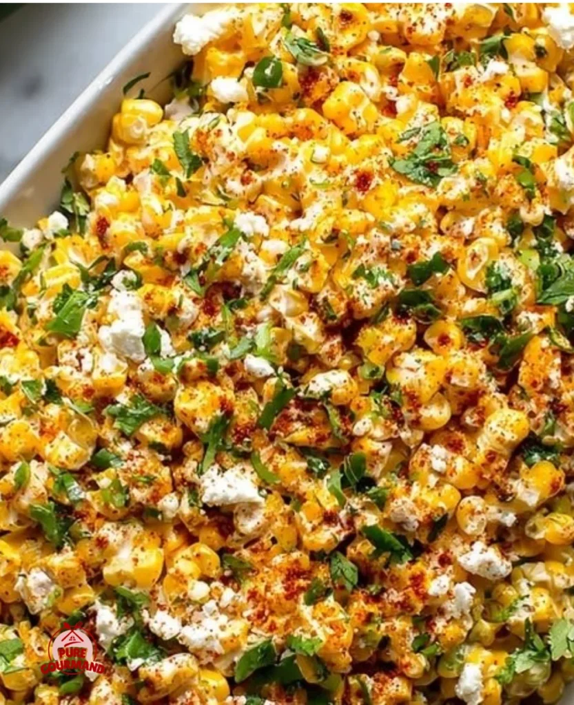 Bowl of irresistible Mexican street corn salad with colorful ingredients