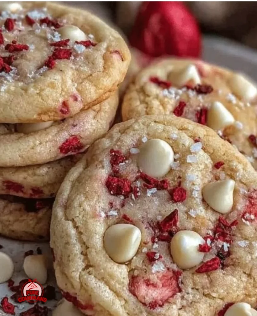 Valentine’s strawberry white chocolate cookies decorated beautifully