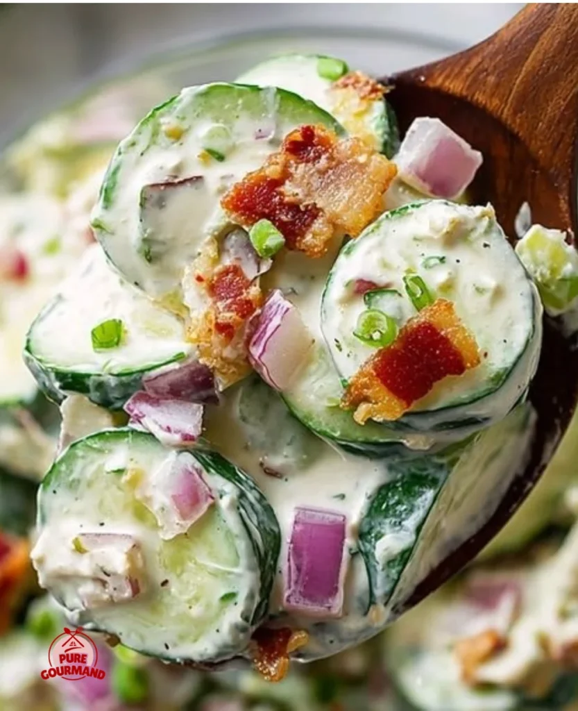 Jalapeño popper cucumber salad in a bowl, garnished with cilantro.