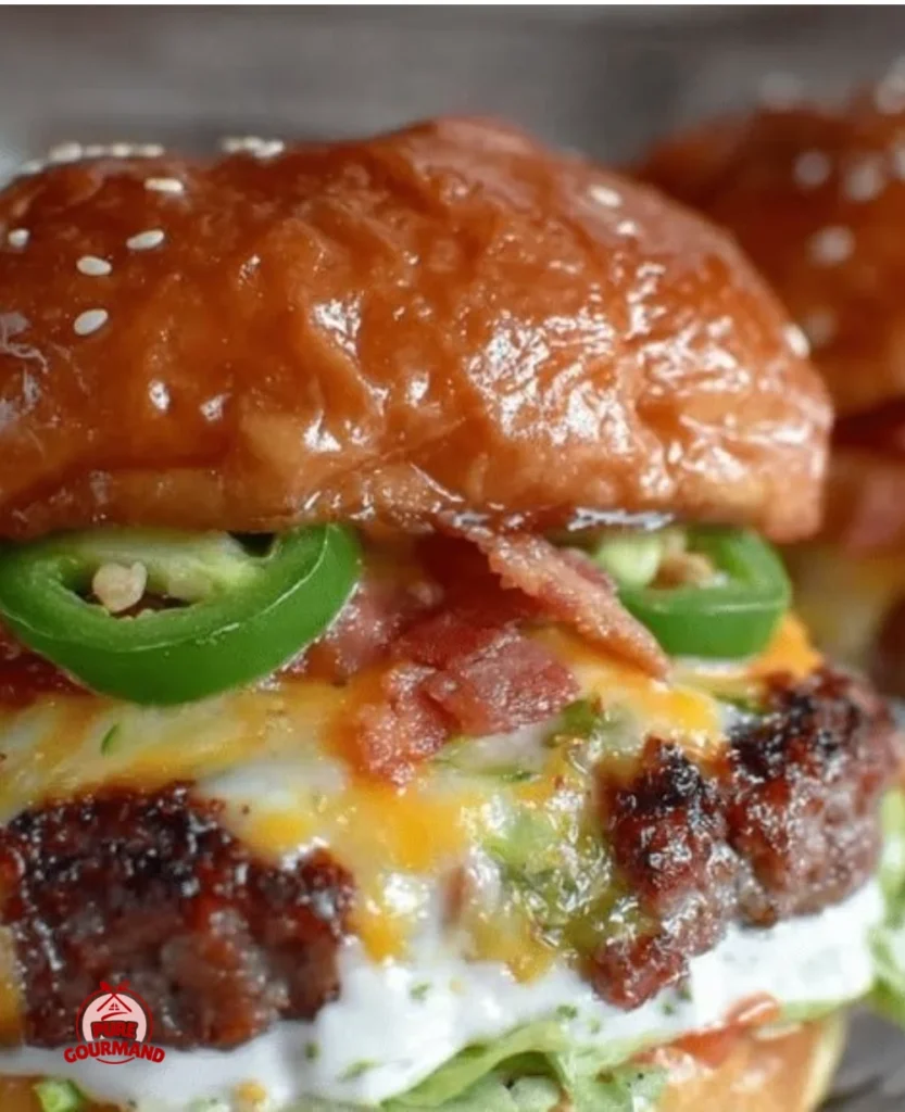 Delicious Jalapeño Popper Smash Burgers topped with cheese and jalapeños