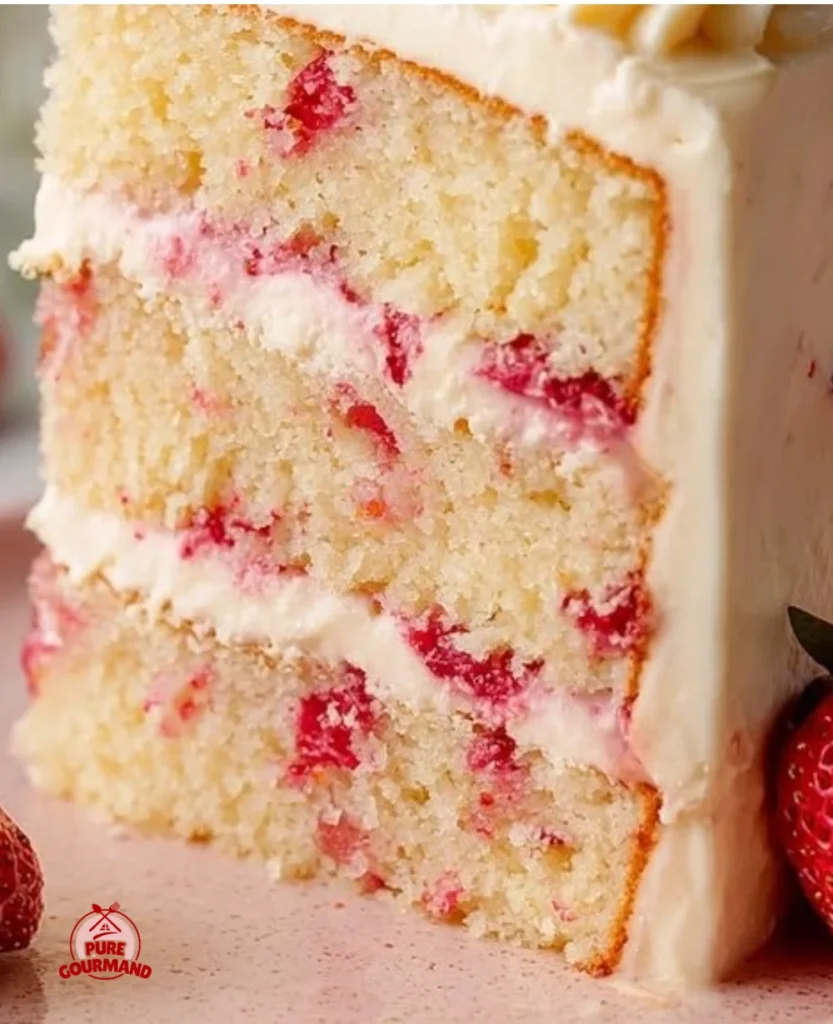 Low-carb strawberry cake served on a plate with fresh strawberries