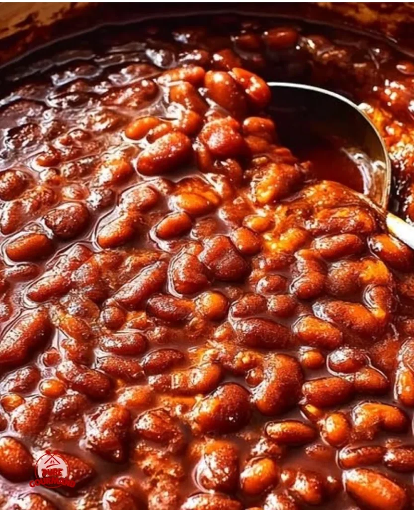 Delicious molasses baked beans served in a bowl
