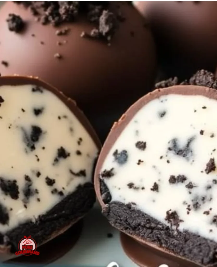 No-bake cookies and cream cheesecake balls with Oreo toppings