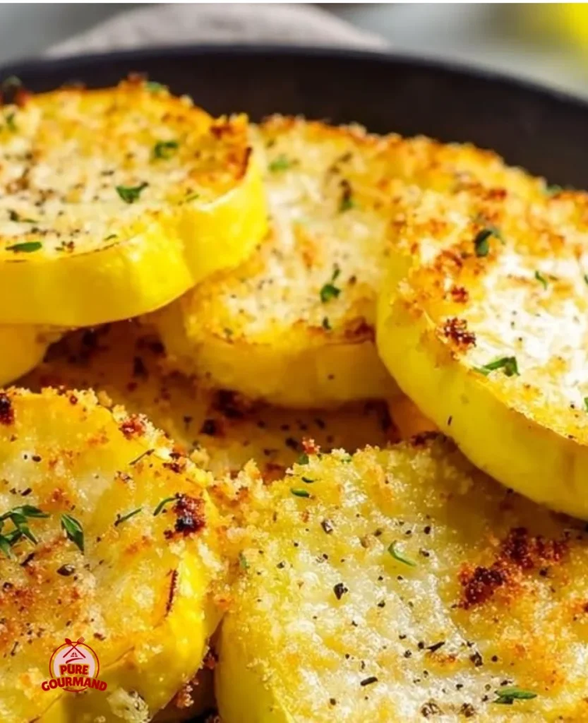 Oven roasted yellow squash seasoned and baked to perfection