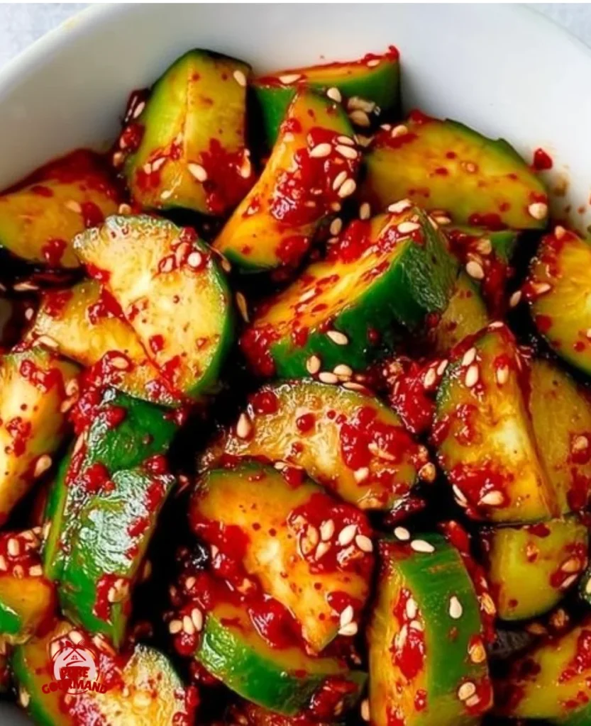 Sesame Korean Cucumber Salad served in a bowl, garnished and vibrant.