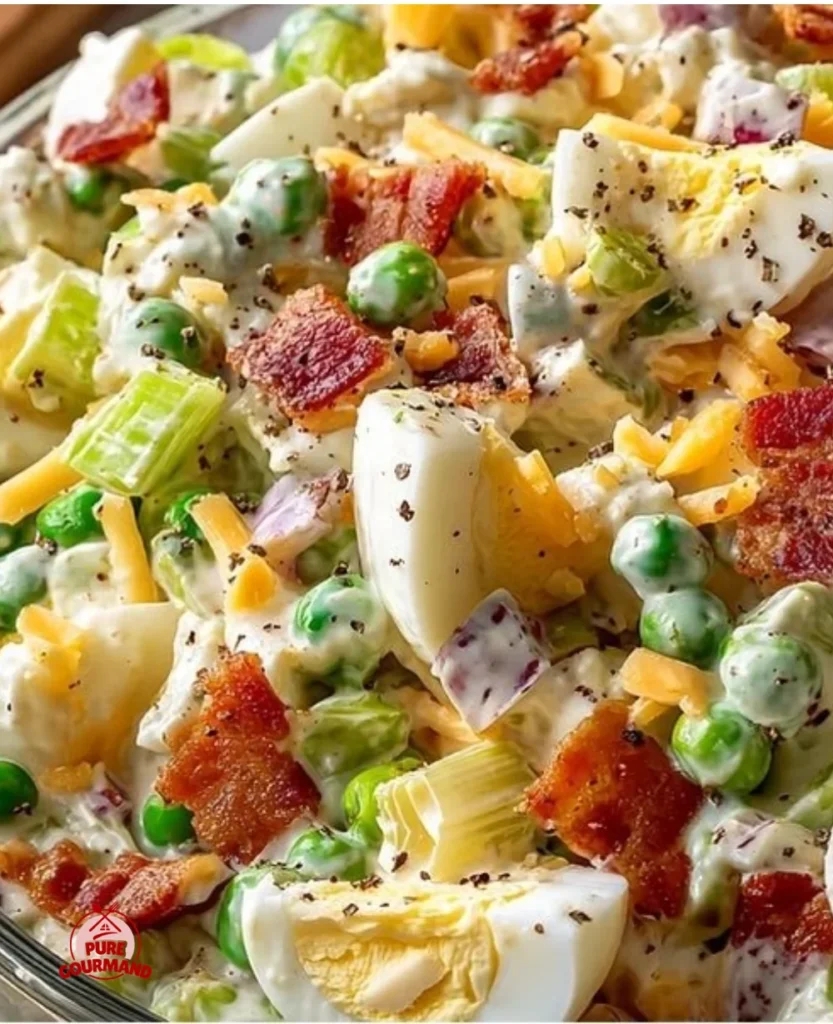 Bowl of Simple Southern Pea Salad with fresh ingredients