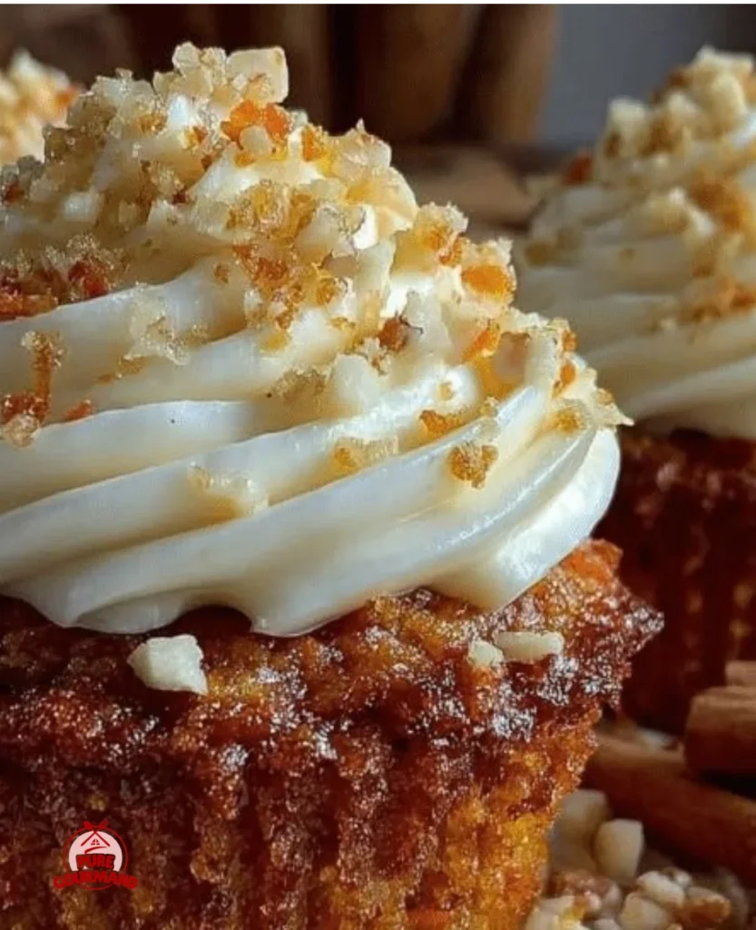 Delicious super moist carrot cake cupcakes with cream cheese frosting