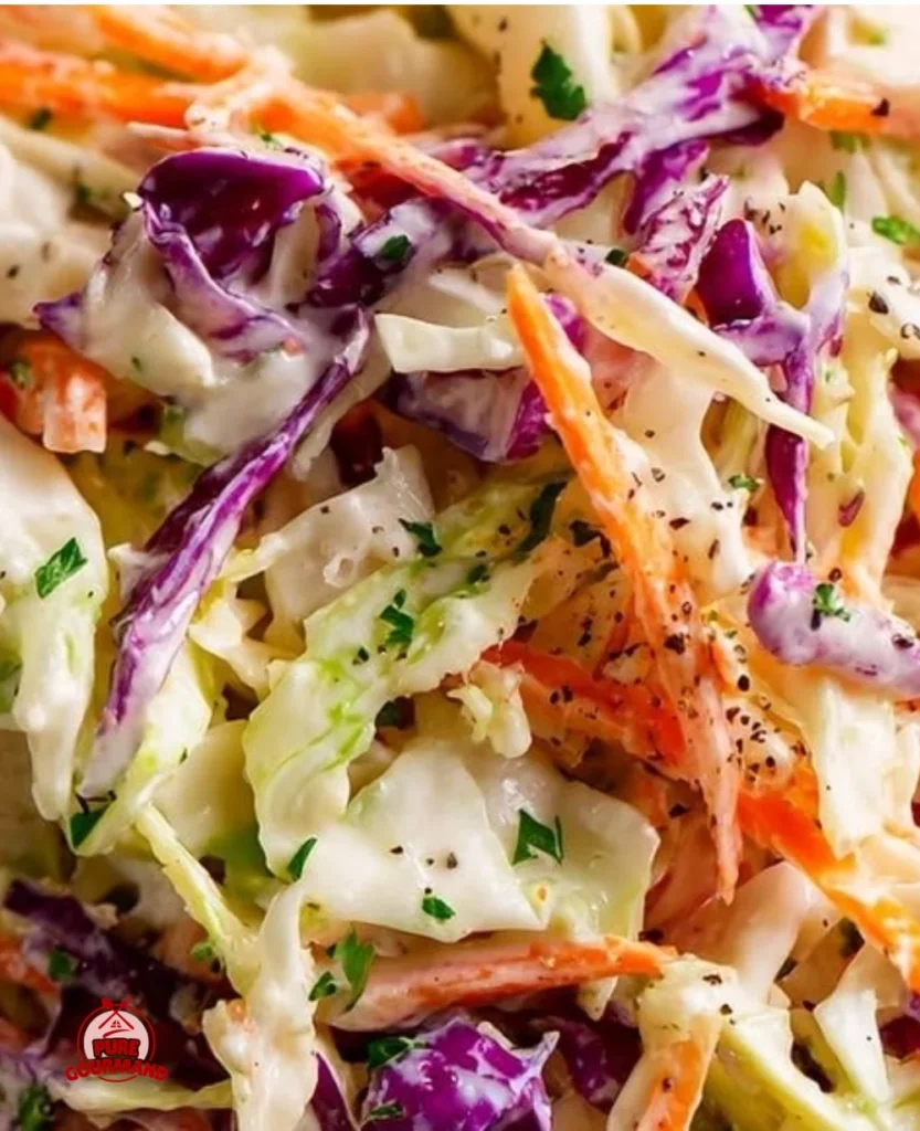 A bowl of tangy coleslaw dressing with fresh vegetables for summer salads.