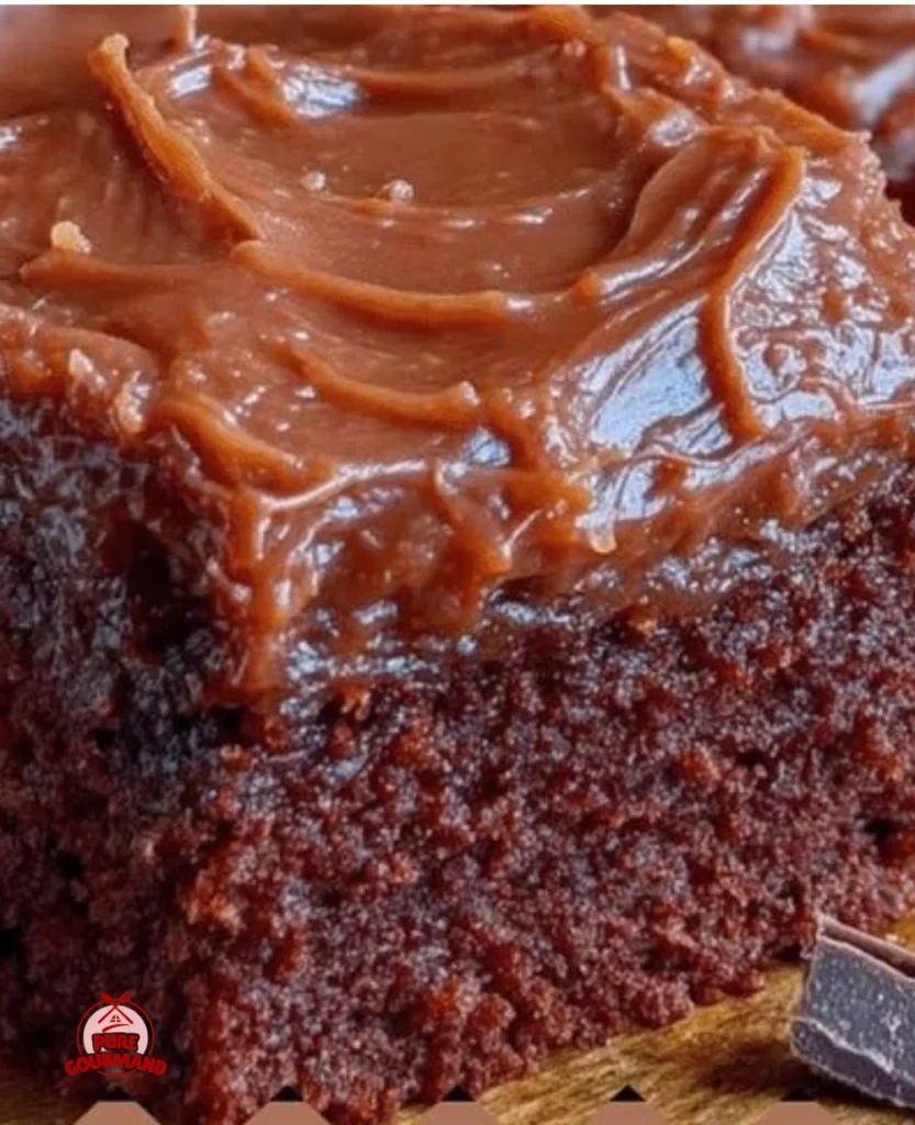 Delicious Texas Sheet Cake served on a platter with chocolate icing.