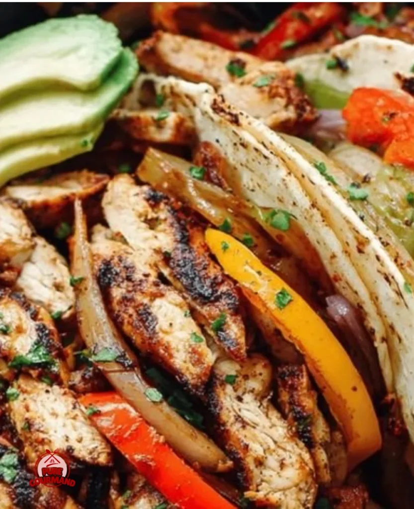 Delicious chicken fajitas served with vibrant peppers and tortillas