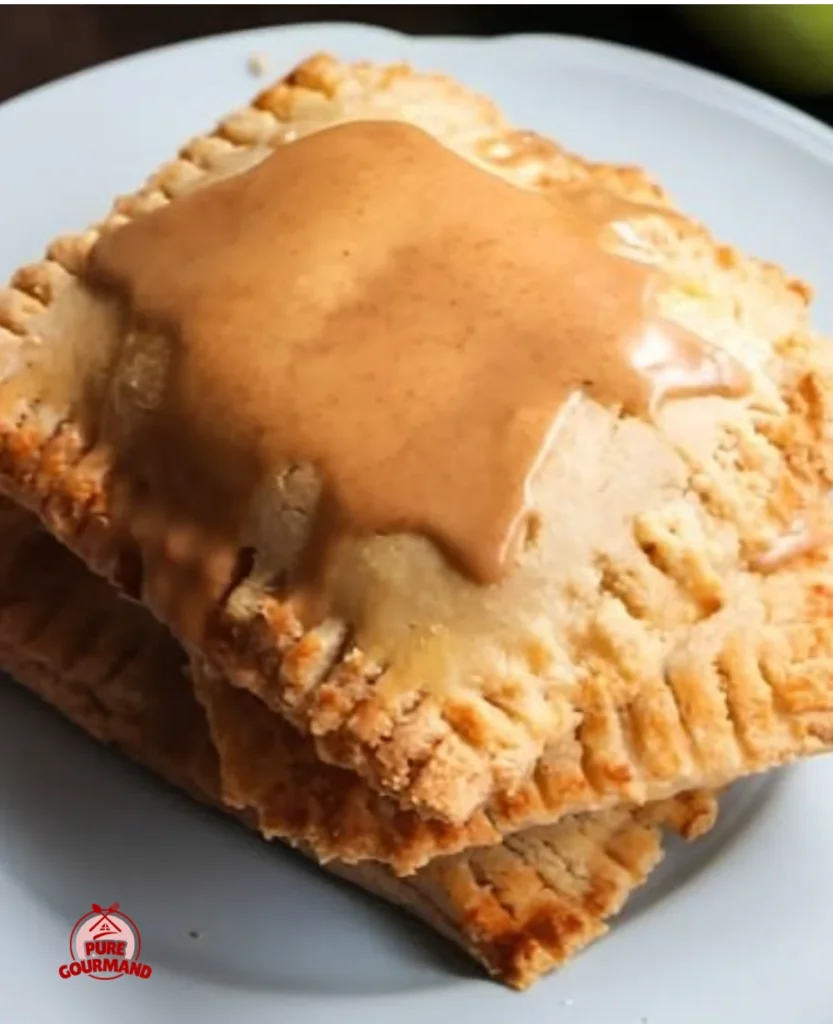 Homemade Caramel Apple Pop Tart with golden crust and caramel apple filling.