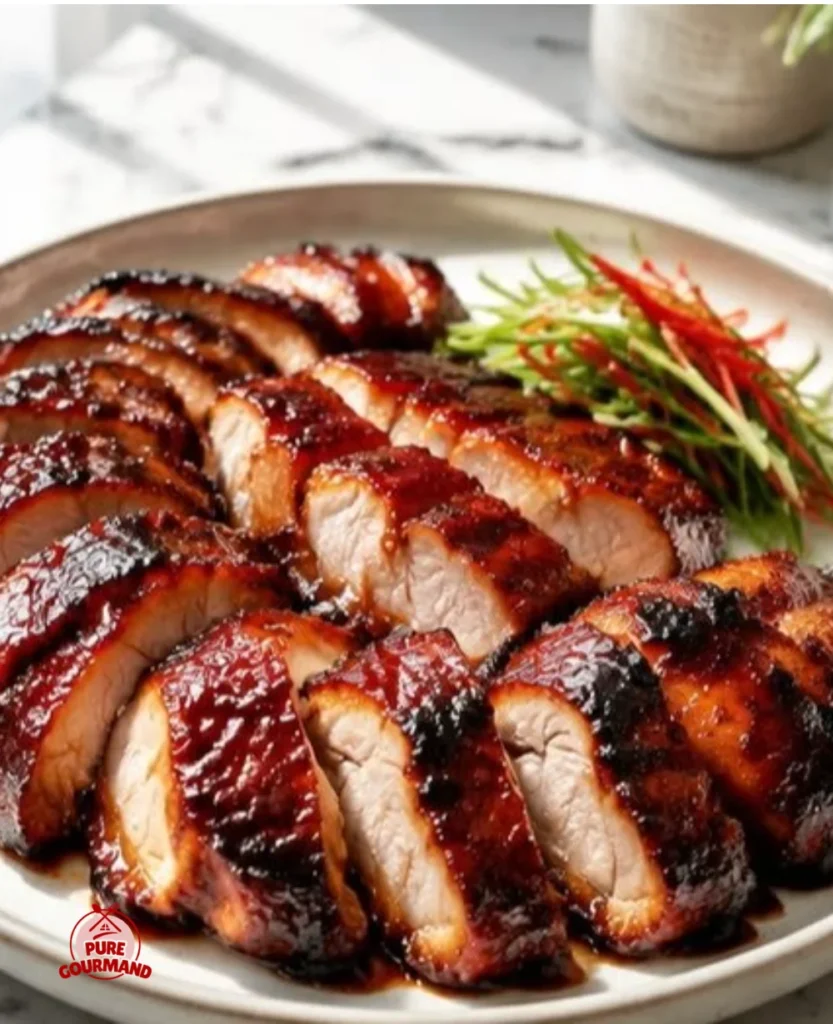 Delicious Char Siu Chicken glazed with smoky-sweet sauce served on a plate