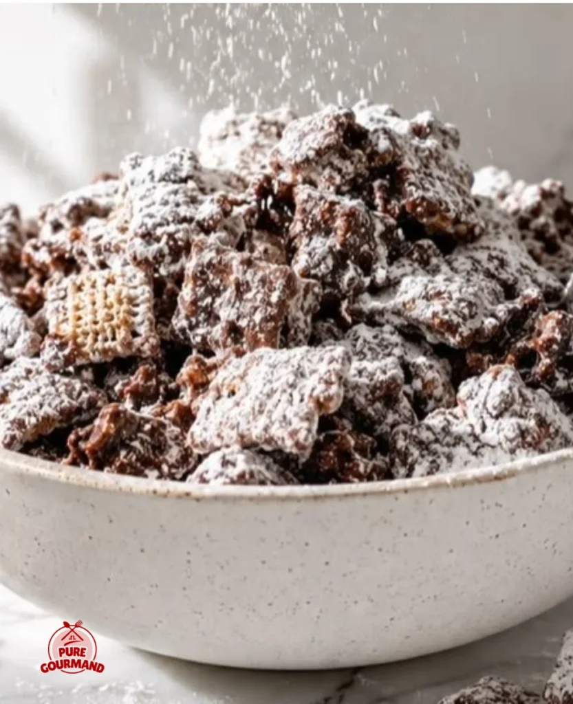 Delicious Chunky Muddy Buddies snack in a cozy setting