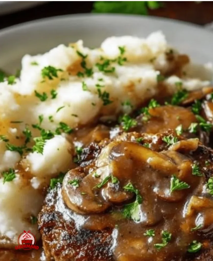 Classic Salisbury Steak served with rich gravy on a plate