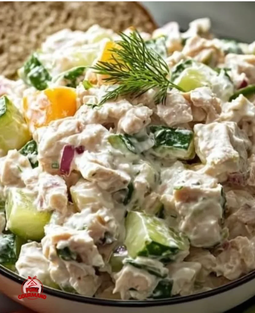 Healthy Cottage Cheese Tuna Salad served in a bowl with fresh ingredients.