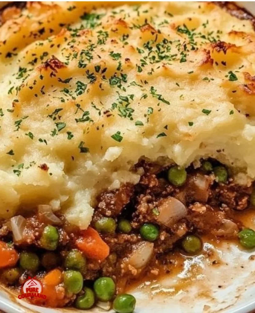 Delicious plant-based shepherd's pie with rustic vegetables and creamy mashed potatoes.