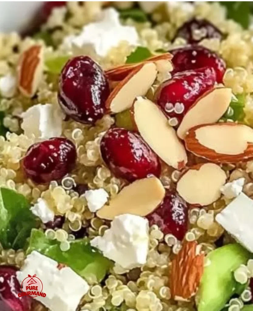 A vibrant bowl of Cranberry Quinoa Feta Salad with fresh ingredients