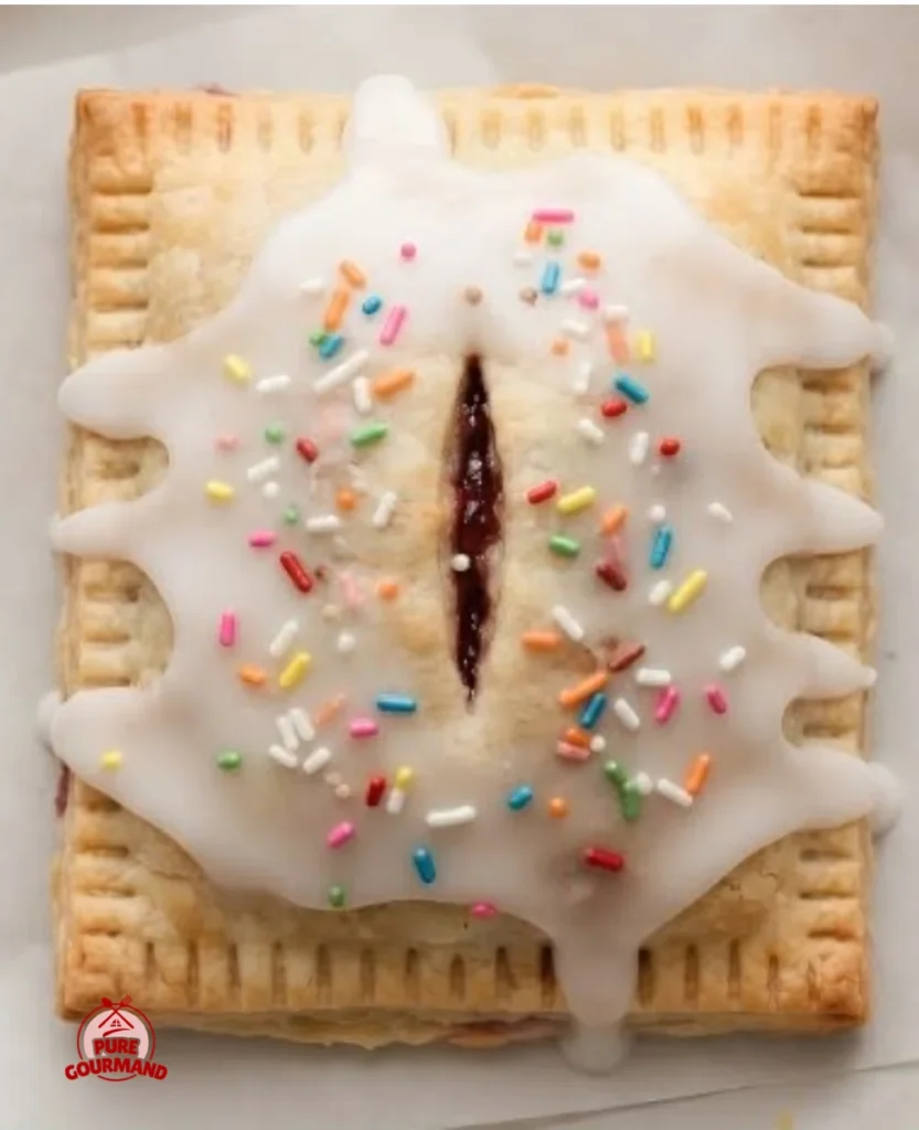 Delicious homemade cream cheese pop tart with icing on top.