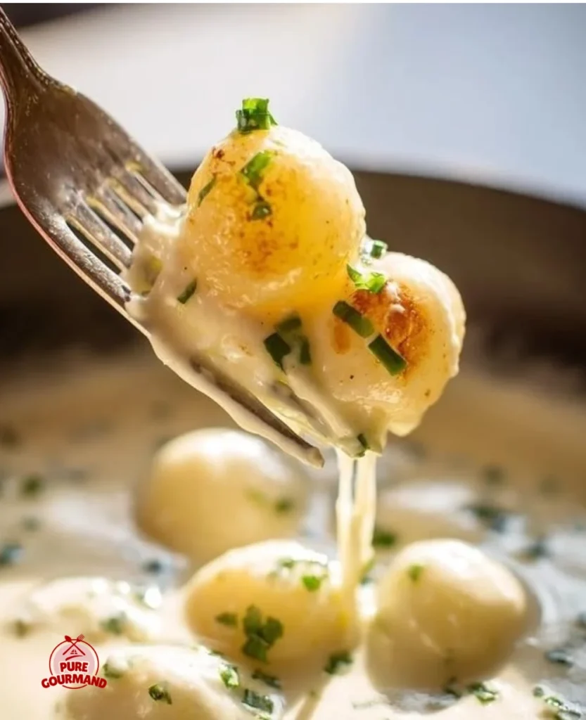A delicious serving of creamed onions garnished with herbs.