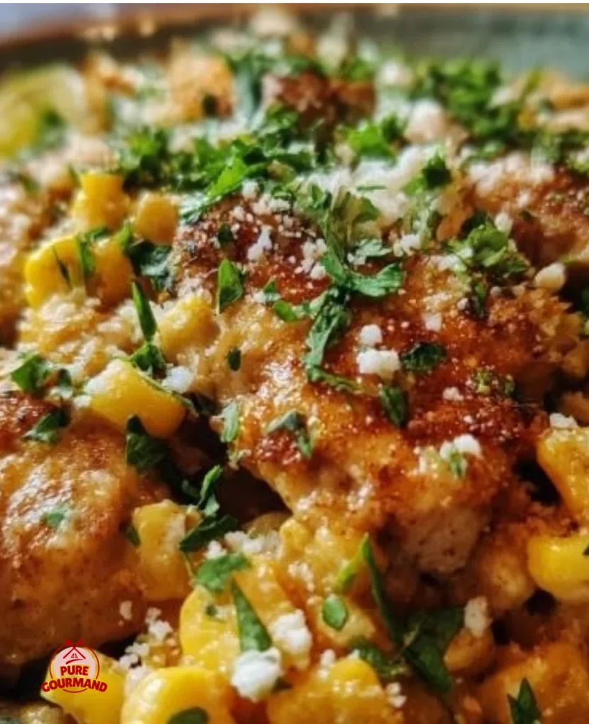 Creamy slow cooker chicken with Mexican street corn flavors in a bowl