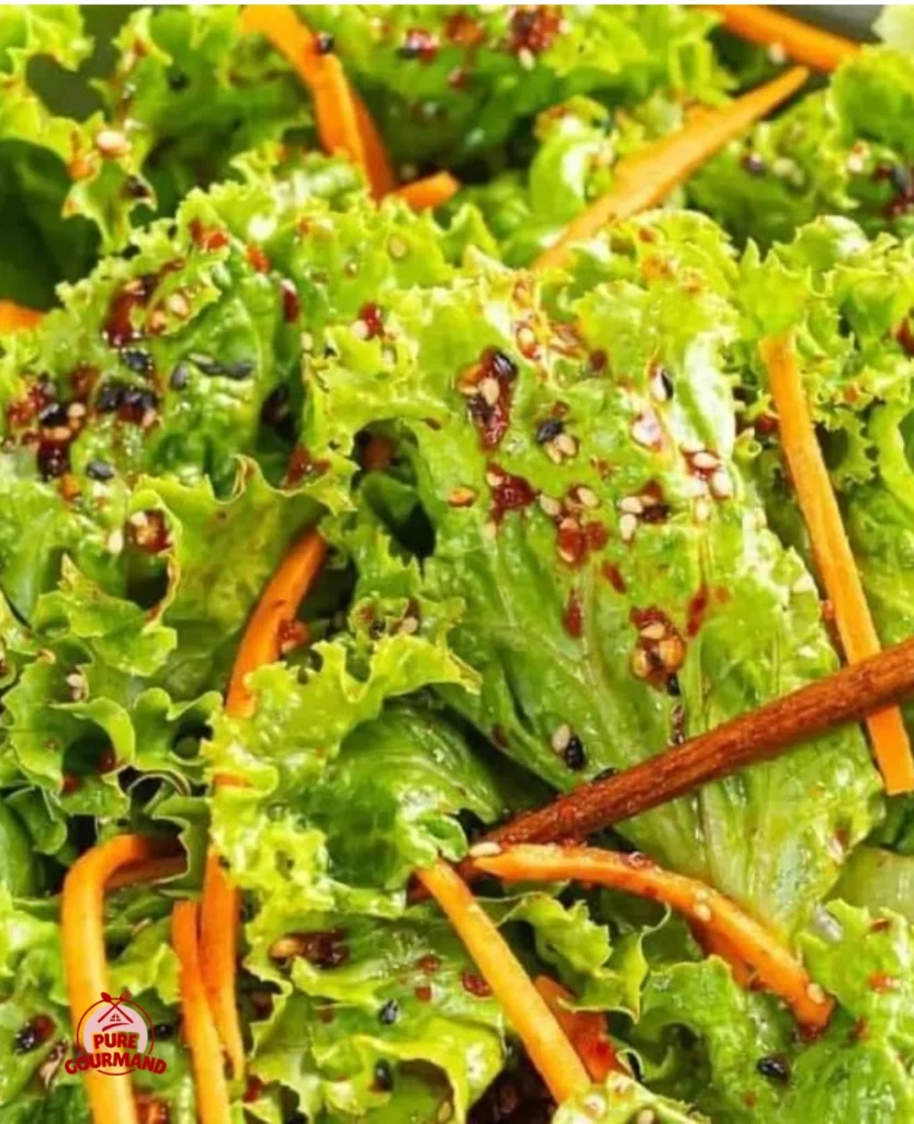 Crisp Korean Lettuce Salad (Sangchu Geotjeori) served in a bowl with dressing