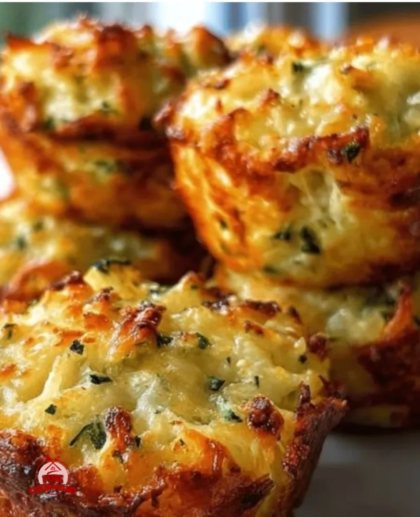 Golden crispy Parmesan Zucchini Muffins with a cheesy and zesty flavor