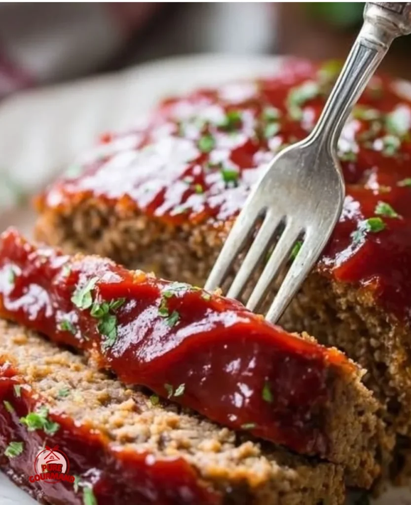 Delicious Crockpot Meatloaf served with mashed potatoes and green beans