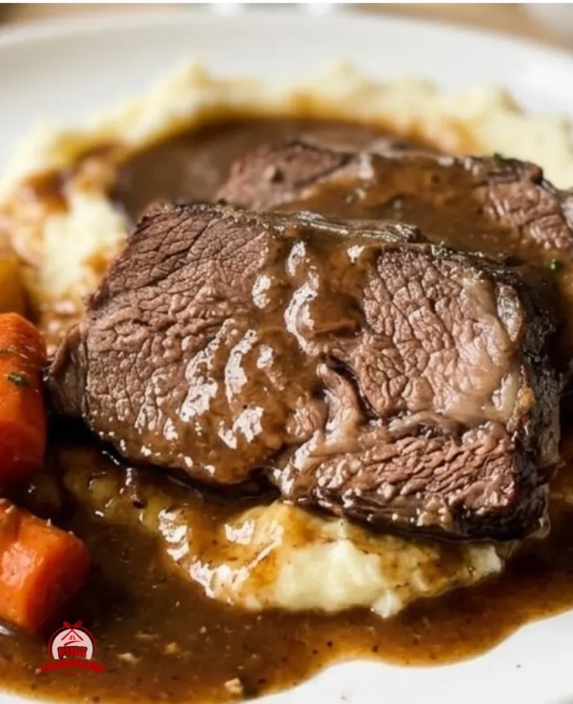 Delicious crockpot pot roast with vegetables ready to serve
