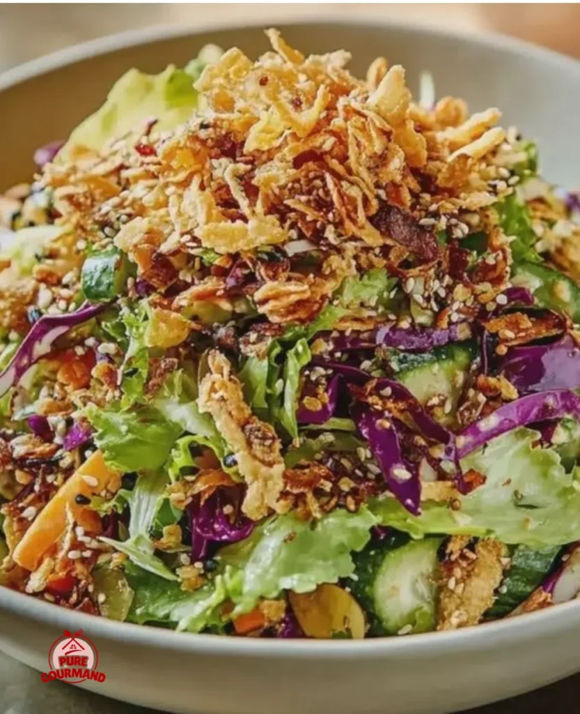 Crunchy Asian-Inspired Salad with colorful veggies and tangy dressing