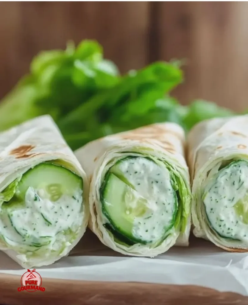 Cucumber Green Goddess Wraps with fresh vegetables and green dressing