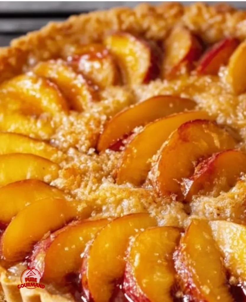Easy peach tart topped with fresh peaches and baked to perfection.