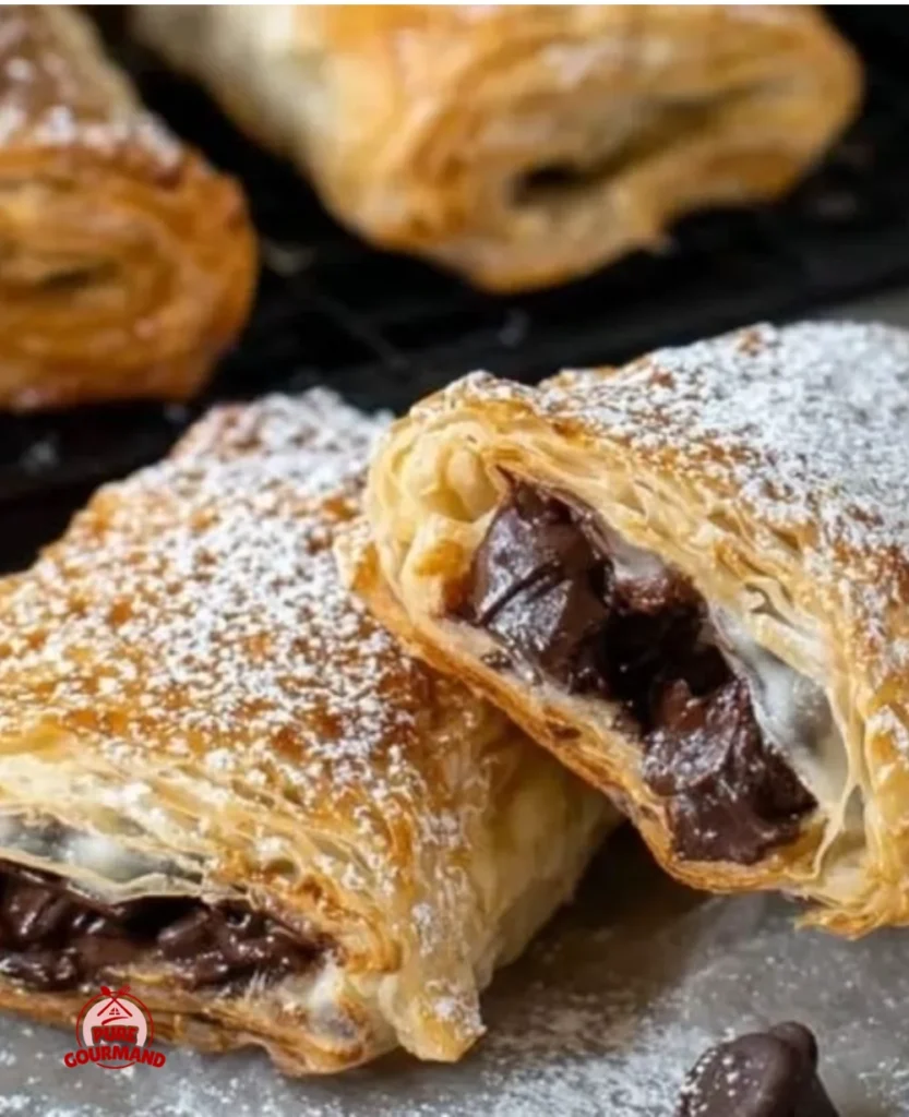 Delicious flaky chocolate puff pastry ready for a cozy breakfast