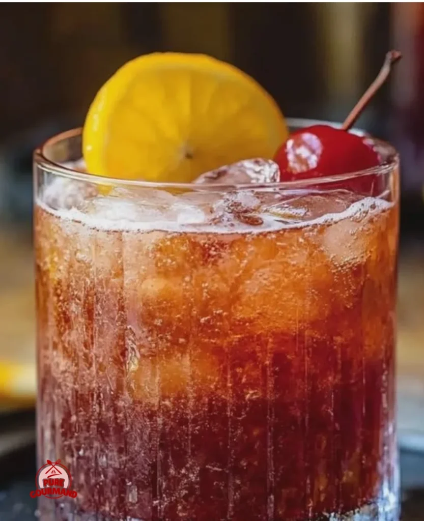 A delicious Frozen Old Fashioned cocktail served in a glass with ice and garnish.